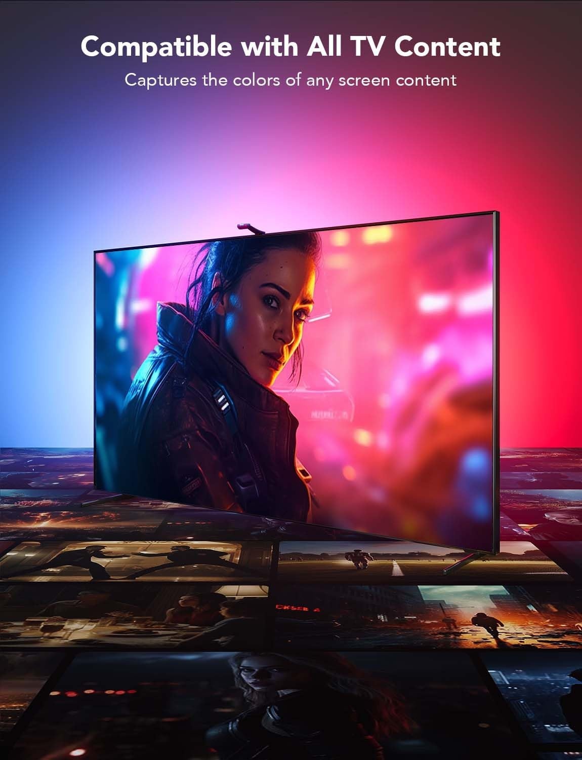 image:imageGovee Envisual TV LED Backlight T2 with Dual Cameras 118ft RGBIC WiFi LED Strip Lights for 5565 inch TVs Double Strip Light Beads for Home Decorations Smart App Control Music Sync118FT for 5565 TV