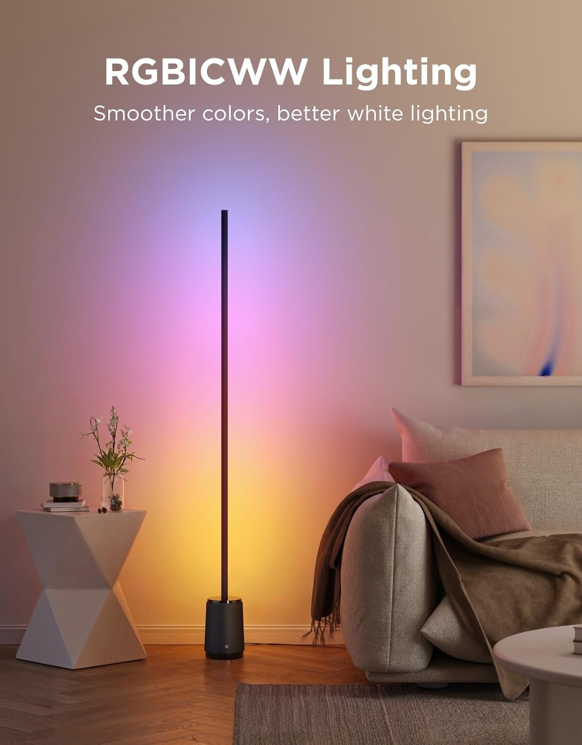 image:imageGovee Floor Lamp 3 Lite Smart RGBIC LED Corner Lamp Compatible with Alexa SmartThings Matter 1400lm Dimmable Color Changing Tall Standing Light with Music Sync for Living Room Bedroom Gaming Room