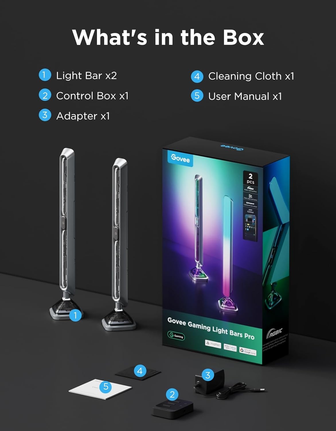 image:imageGovee Gaming Light Bars Pro Upgraded 16Inch Smart TripleSided RGBIC Illumination WiFi LED Game Lights Music Sync amp 60 Scene Modes Works with Alexa amp Google Home Gaming Room Decor