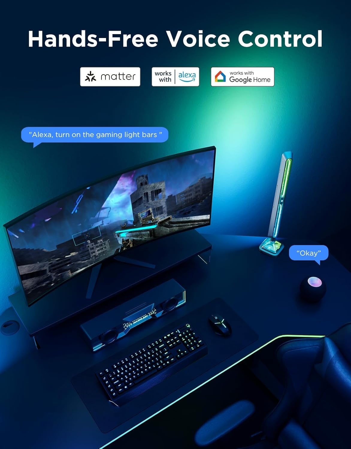 image:imageGovee Gaming Light Bars Pro Upgraded 16Inch Smart TripleSided RGBIC Illumination WiFi LED Game Lights Music Sync amp 60 Scene Modes Works with Alexa amp Google Home Gaming Room Decor