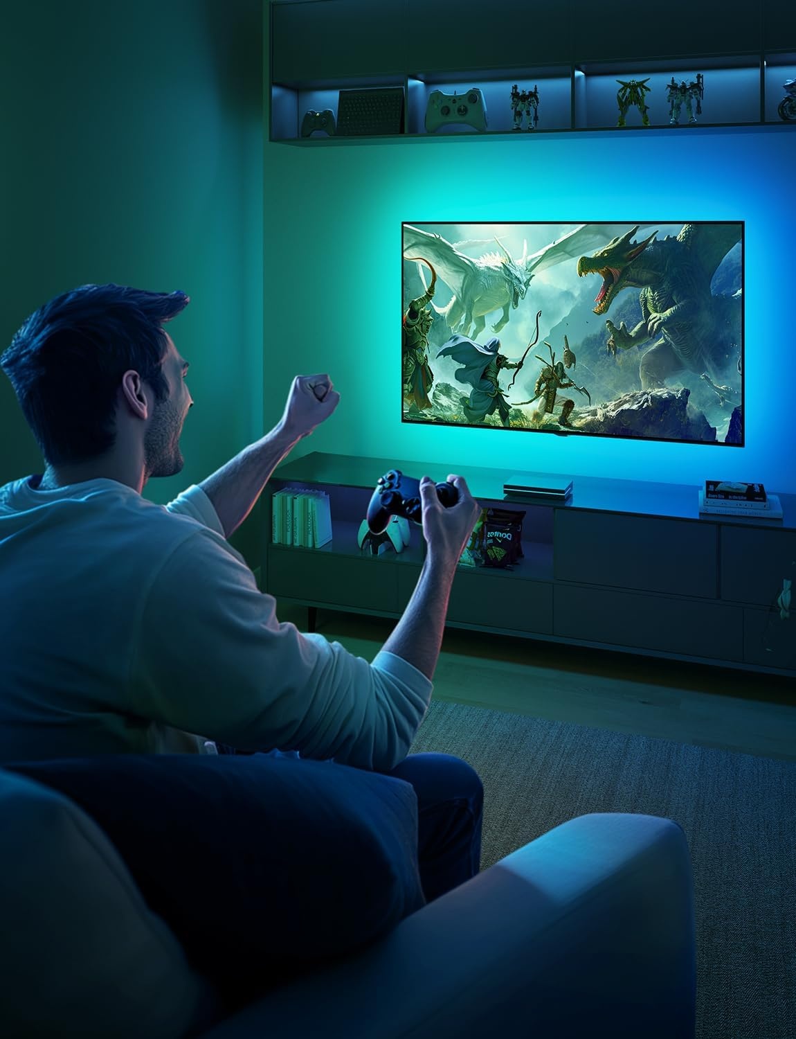 image:imageGovee HDMI 21 Sync Box 2 AI Sync Box with TV Backlight Supports 8K60Hz 4K144Hz VRR and ALLM Works with SmartThings Matter and Alexa RGBIC LED Light Strip for 7585 inch TVs 75 LEDsm163FT for 7585 TV