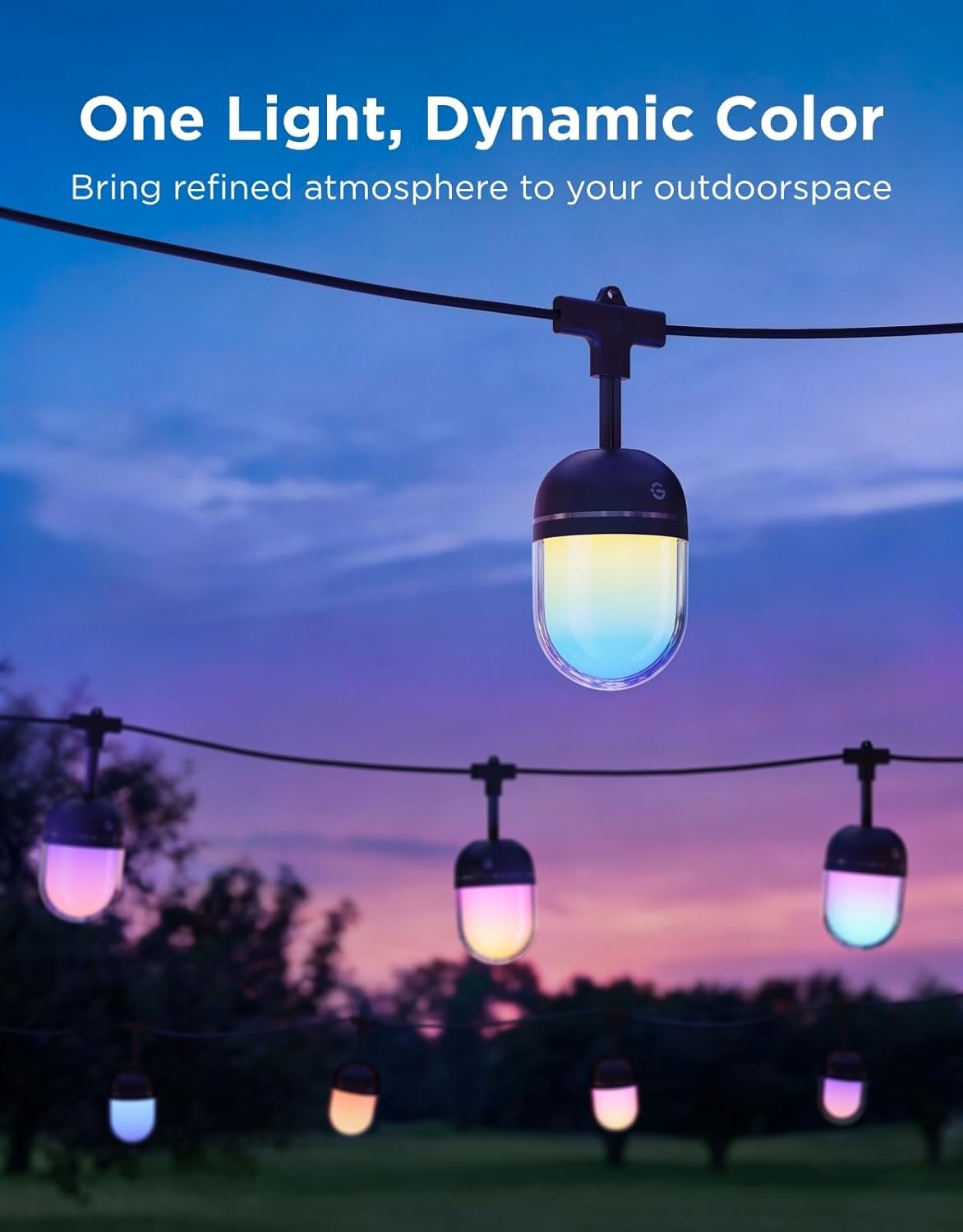image:imageGovee Outdoor Chromatic String Lights 656ft RGBIC Outdoor Lights 55 RGB LEDs per Bulb UniIC Control 111 Scenes IP67 Waterproof String lights compatible with Alexa Google Matter App Control328ft