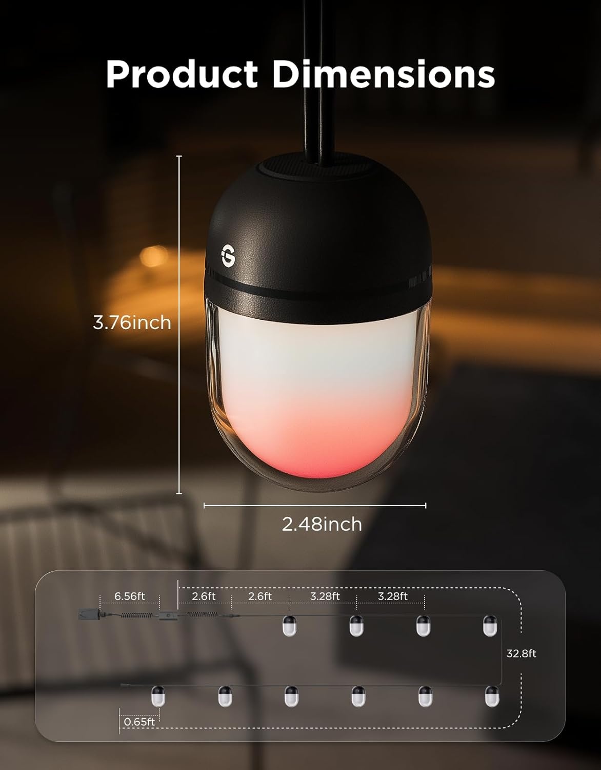 image:imageGovee Outdoor Chromatic String Lights 656ft RGBIC Outdoor Lights 55 RGB LEDs per Bulb UniIC Control 111 Scenes IP67 Waterproof String lights compatible with Alexa Google Matter App Control328ft