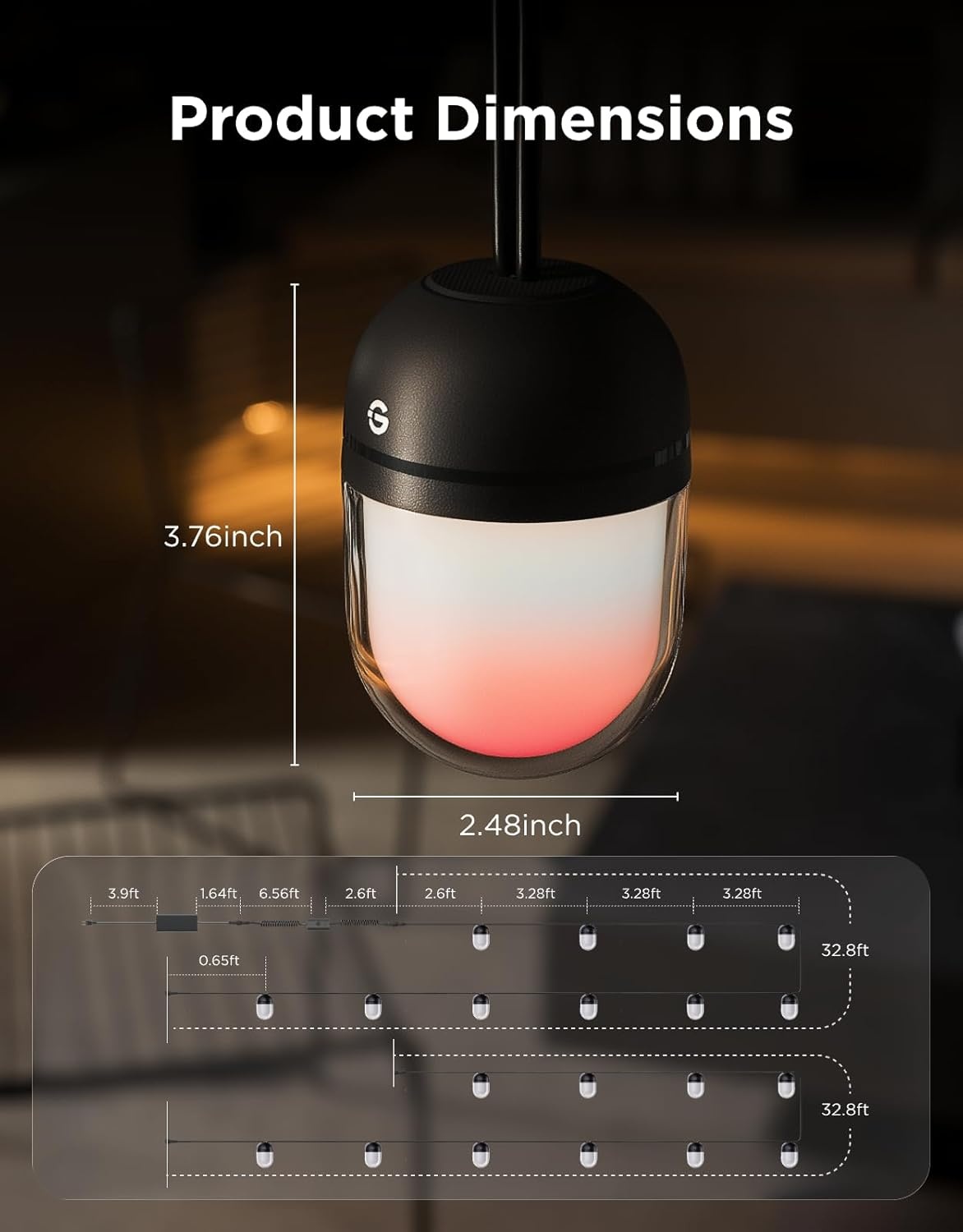 image:imageGovee Outdoor Chromatic String Lights 656ft RGBIC Outdoor Lights 55 RGB LEDs per Bulb UniIC Control 111 Scenes IP67 Waterproof String lights compatible with Alexa Google Matter App Control656ft