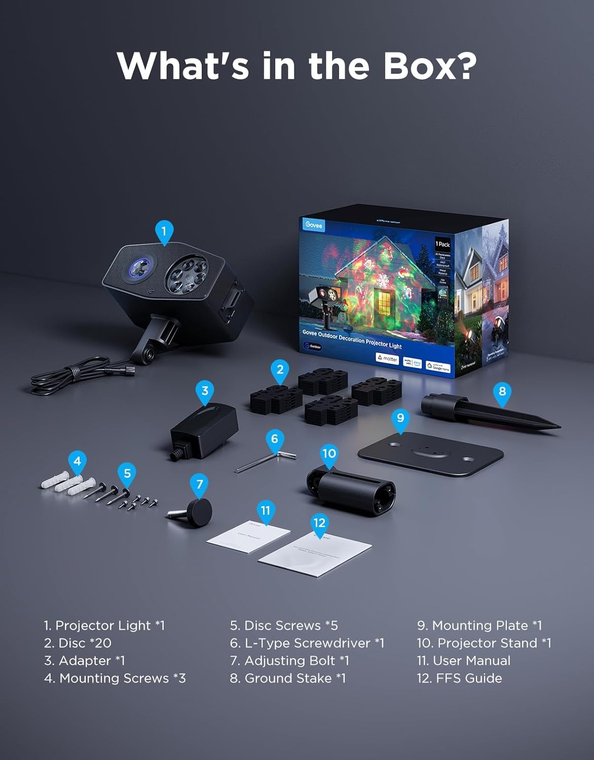 imageGovee Outdoor Decoration Projector Light Upgraded LED Snowflake Projector 180 Rotation 20 HD Effects amp 58 Scene Modes with App Control IP67 Compatible with Alexa Google Assistant Matter