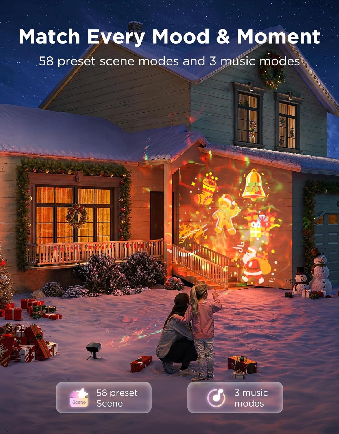 imageGovee Outdoor Decoration Projector Light Upgraded LED Snowflake Projector 180 Rotation 20 HD Effects amp 58 Scene Modes with App Control IP67 Compatible with Alexa Google Assistant Matter