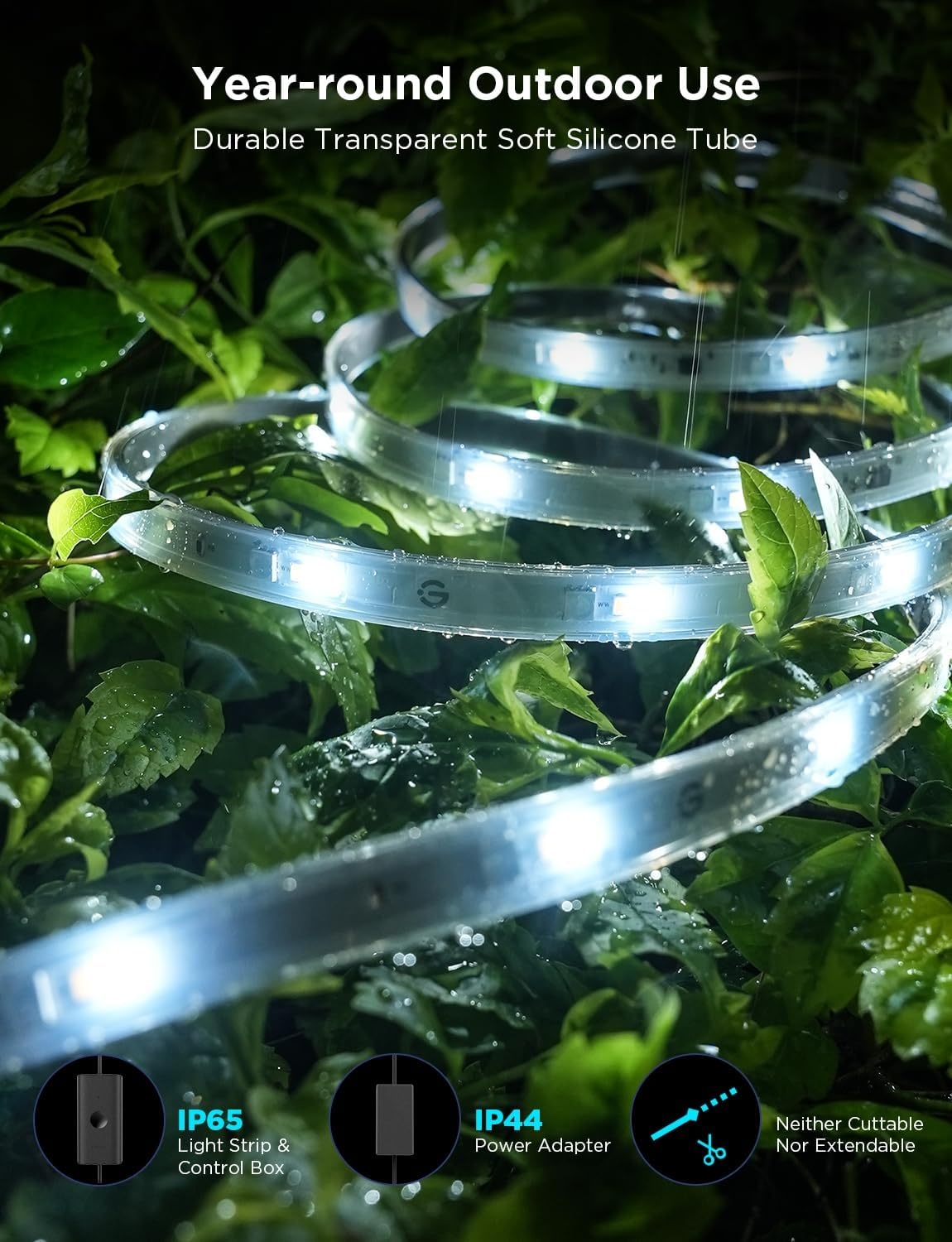 image:imageGovee Outdoor LED Strip Lights RGBIC with Warm and Cold White 656ft 24G WiFi Smart Outdoor Lights IP65 Waterproof Work with Alexa and Google Assistant App Control for Porch Patio Eave Party984 ft
