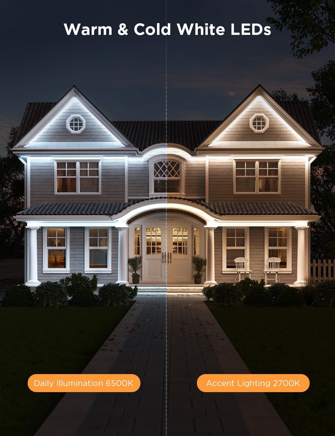 image:imageGovee Outdoor LED Strip Lights RGBIC with Warm and Cold White 656ft 24G WiFi Smart Outdoor Lights IP65 Waterproof Work with Alexa and Google Assistant App Control for Porch Patio Eave Party328 ft
