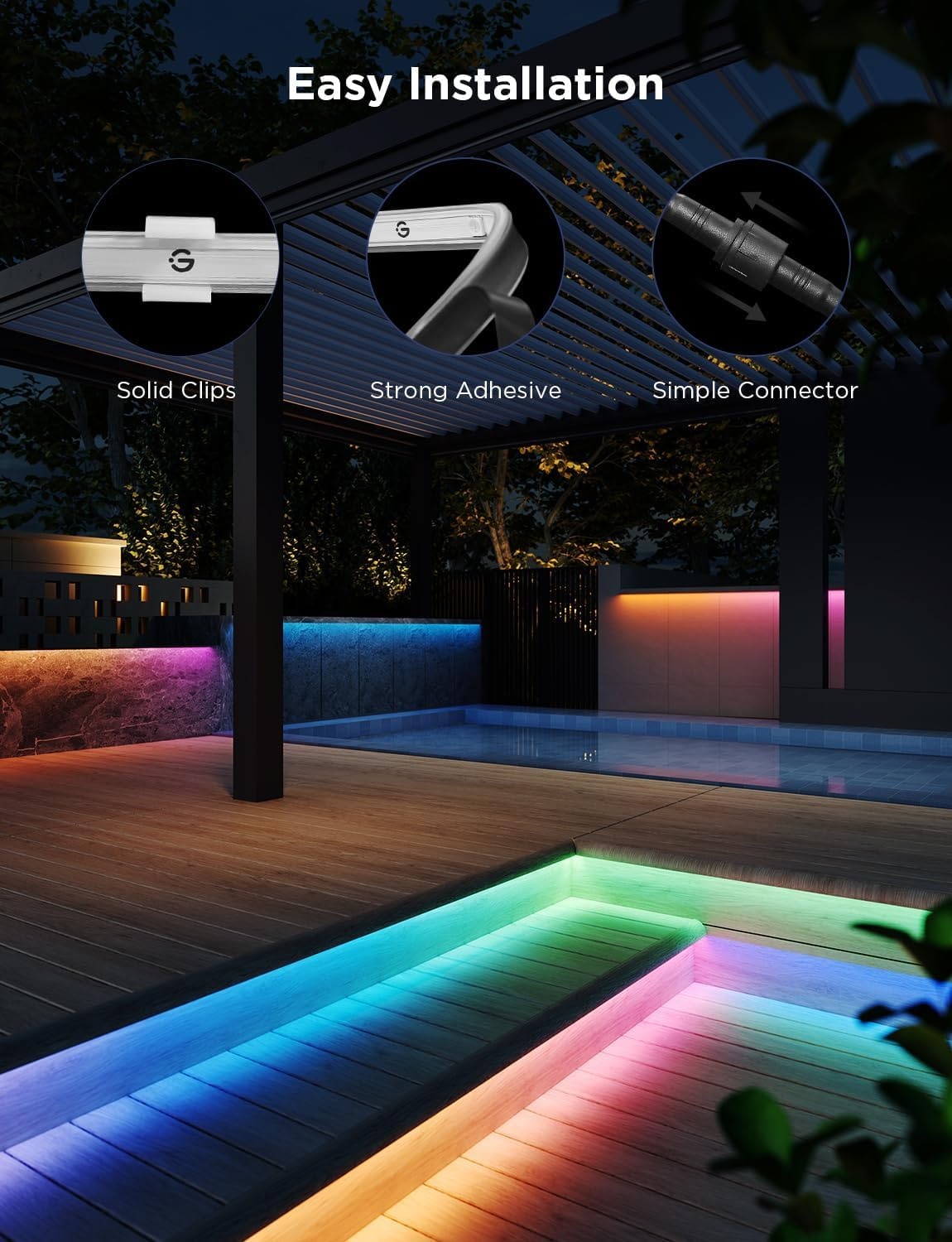 image:imageGovee Outdoor LED Strip Lights RGBIC with Warm and Cold White 656ft 24G WiFi Smart Outdoor Lights IP65 Waterproof Work with Alexa and Google Assistant App Control for Porch Patio Eave Party328 ft