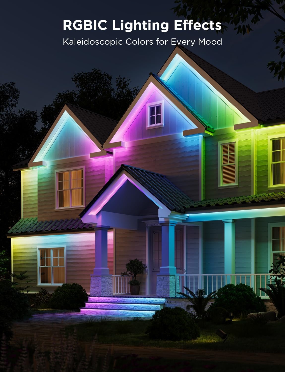 image:imageGovee Outdoor LED Strip Lights RGBIC with Warm and Cold White 656ft 24G WiFi Smart Outdoor Lights IP65 Waterproof Work with Alexa and Google Assistant App Control for Porch Patio Eave Party984 ft