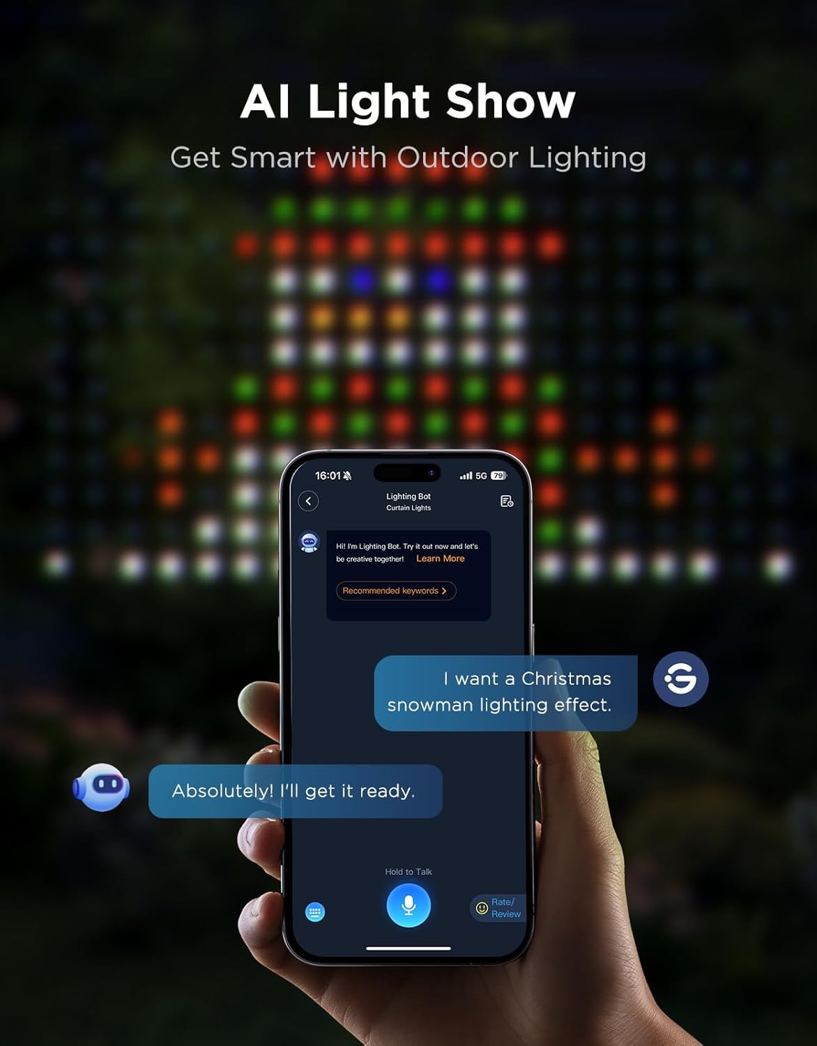imageGovee Outdoor Net Lights 2894ft with RGBIC and DIY Functions 480 LEDs Smart Net Lights with 64 Modes for Bush Patio Decor Compatible with Alexa amp Google Assistant Outdoor Waterproof Green Wire2894ft