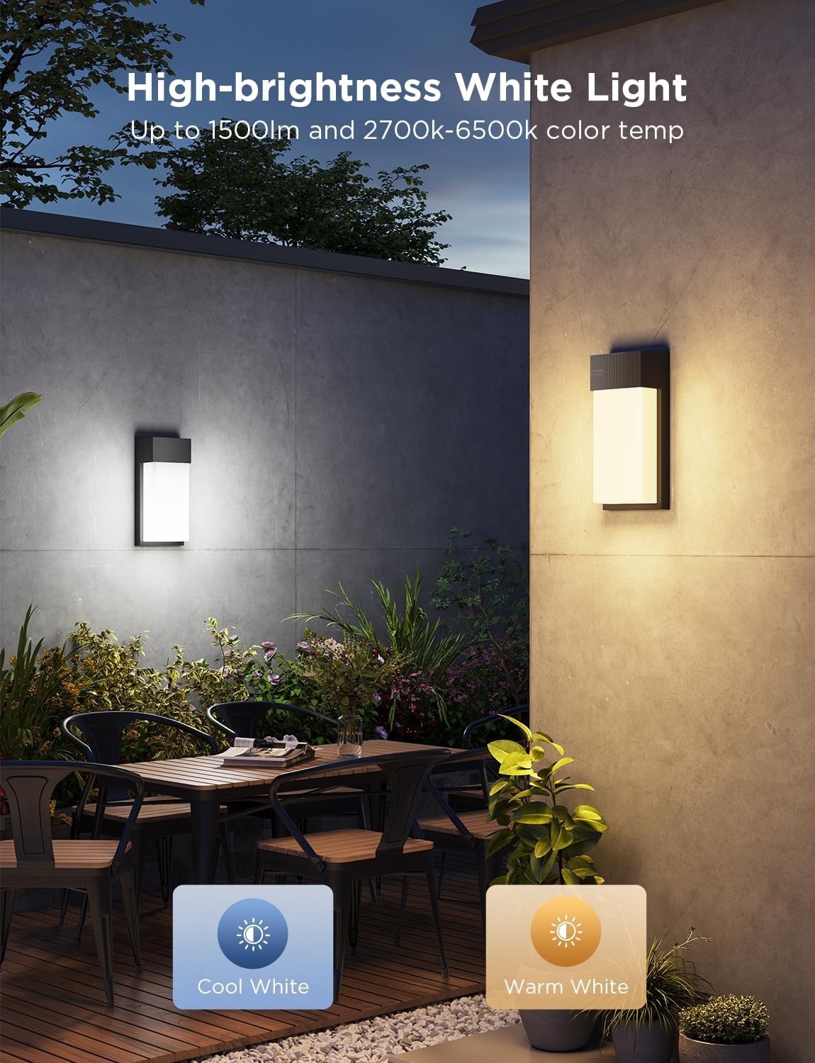 imageGovee Outdoor Wall Light 2 Pack 1500LM Smart RGBIC Porch Lights Outdoor with 45 Scene Modes IP65 Waterproof for Outdoor Decor Patio DIY Wall Sconce Works with Alexa Google Assistant and Matter2