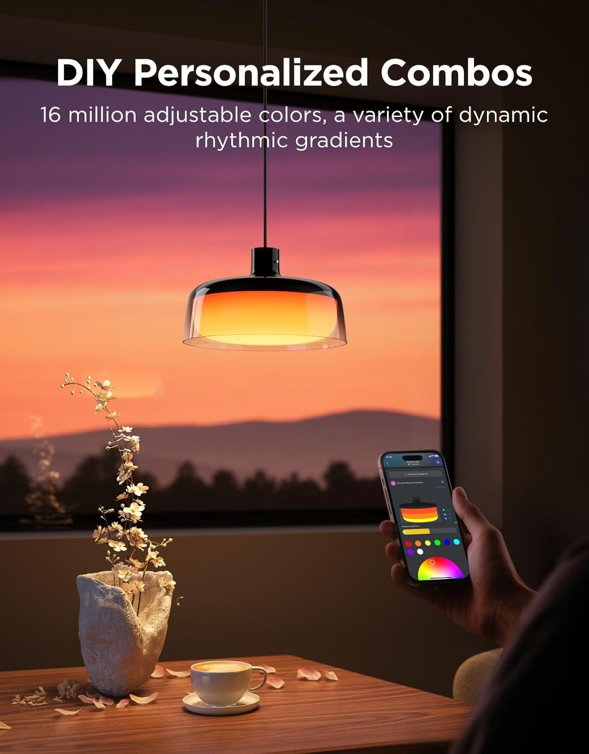 image:imageGovee Pendant Light for Kitchen Island ThreeLayer RGBIC Smart Lighting Matter Compatible 1300LM 2700K6500K Dimmable Black Hanging Light Fixture Works with Alexa Adjustable Height for Dining Room