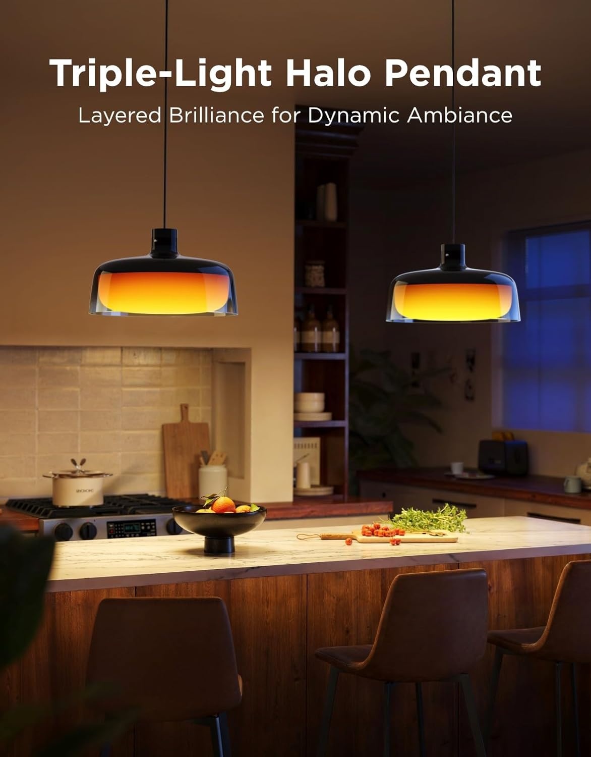 image:imageGovee Pendant Light for Kitchen Island ThreeLayer RGBIC Smart Lighting Matter Compatible 1300LM 2700K6500K Dimmable Black Hanging Light Fixture Works with Alexa Adjustable Height for Dining Room