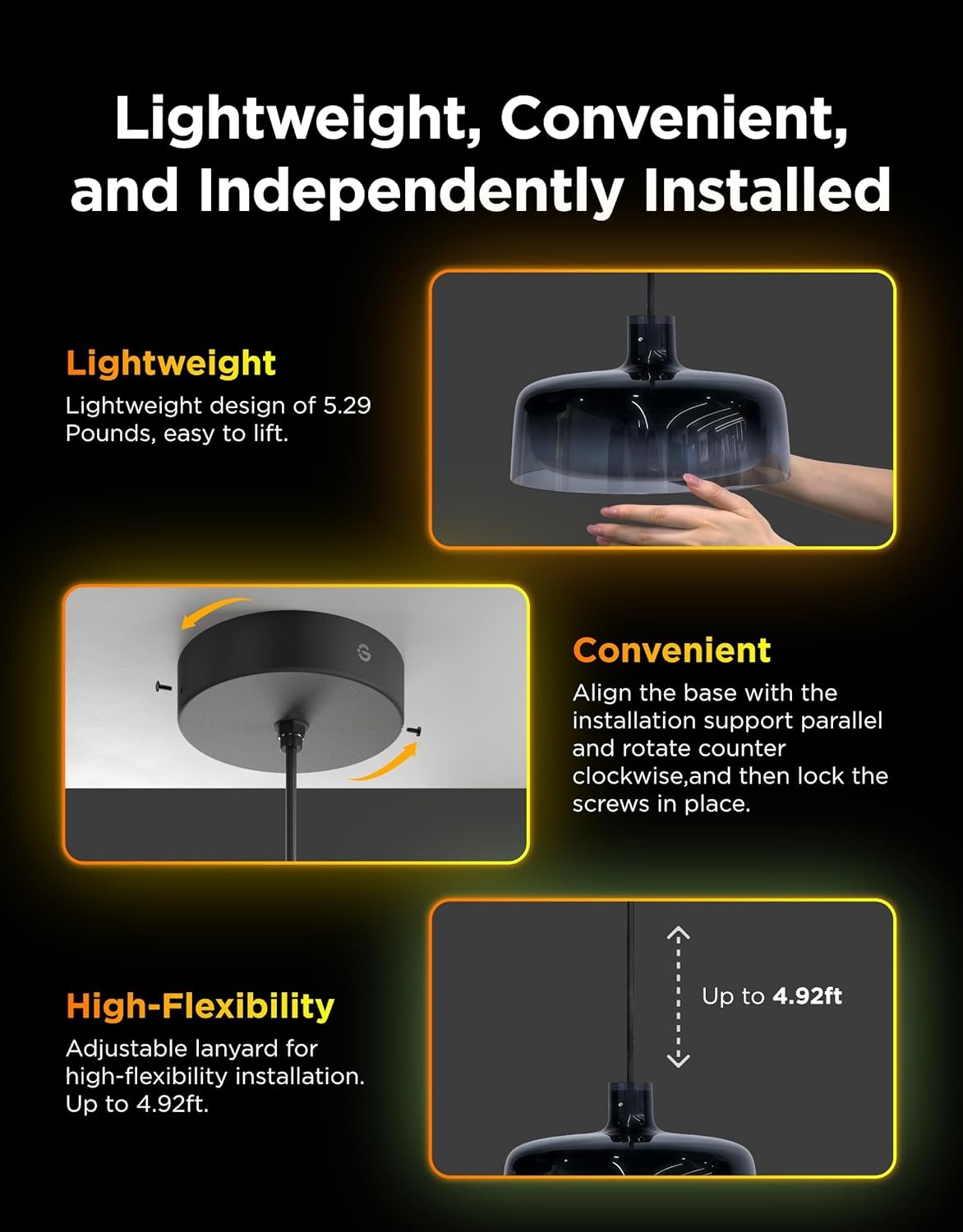 image:imageGovee Pendant Light for Kitchen Island ThreeLayer RGBIC Smart Lighting Matter Compatible 1300LM 2700K6500K Dimmable Black Hanging Light Fixture Works with Alexa Adjustable Height for Dining Room