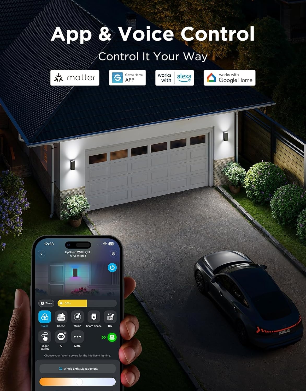 imageGovee Permanent Outdoor Lights Prism Bundle with Outdoor UpDown Wall Light
