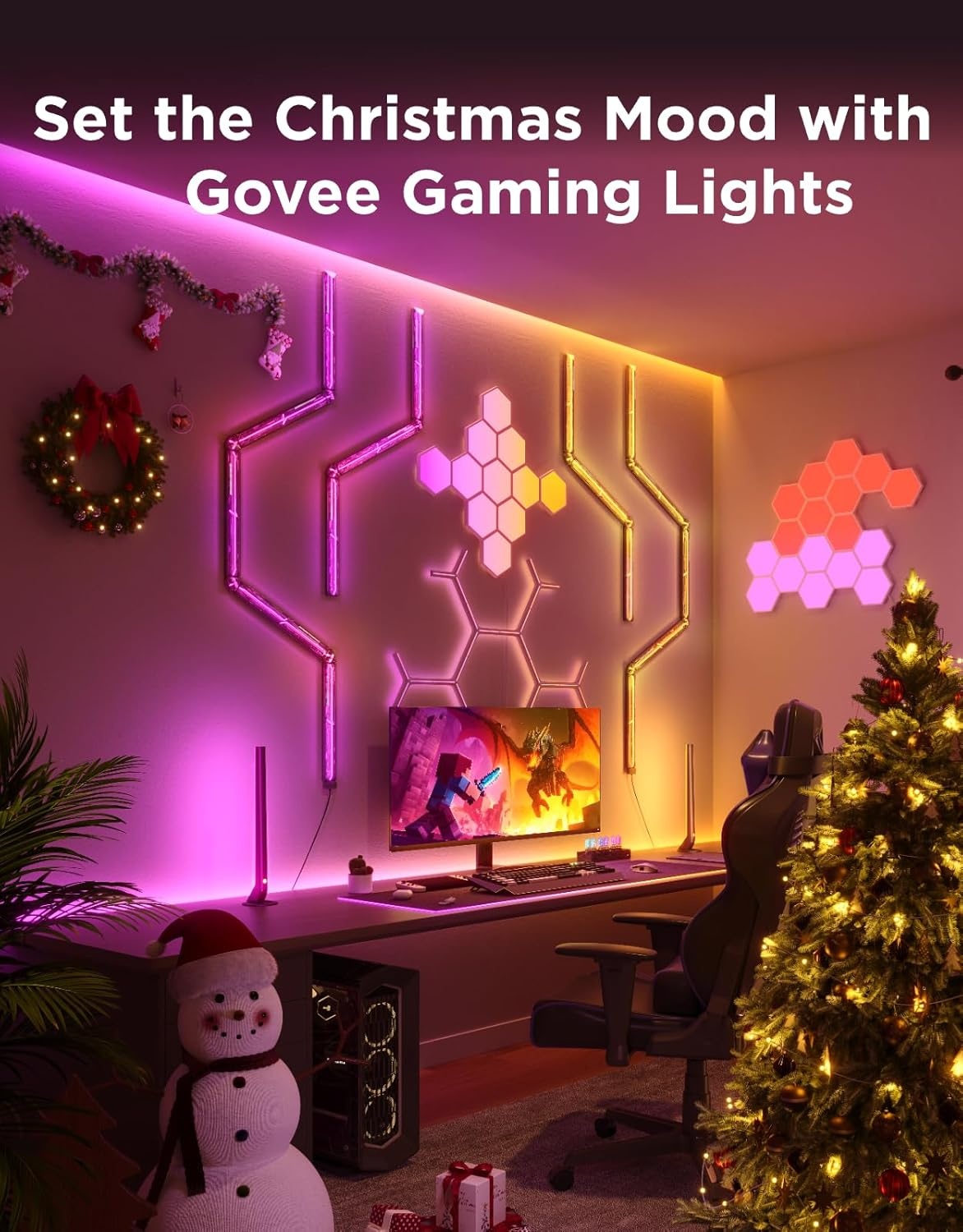 image:imageGovee RGBIC Gaming Light Bars H6047 with Smart Controller WiFi Smart LED Gaming Lights with Music Modes and 60 Scene Modes Built Works with Alexa amp Google Assistant Game Room Lights DecorDark Grey