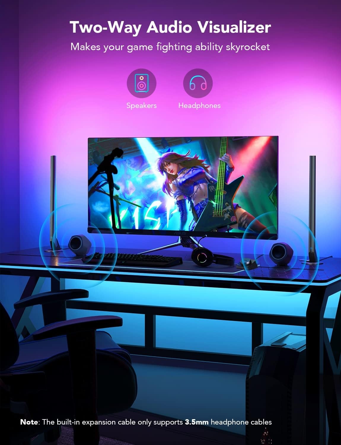 image:imageGovee RGBIC Gaming Light Bars H6047 with Smart Controller WiFi Smart LED Gaming Lights with Music Modes and 60 Scene Modes Built Works with Alexa amp Google Assistant Game Room Lights DecorDark Grey