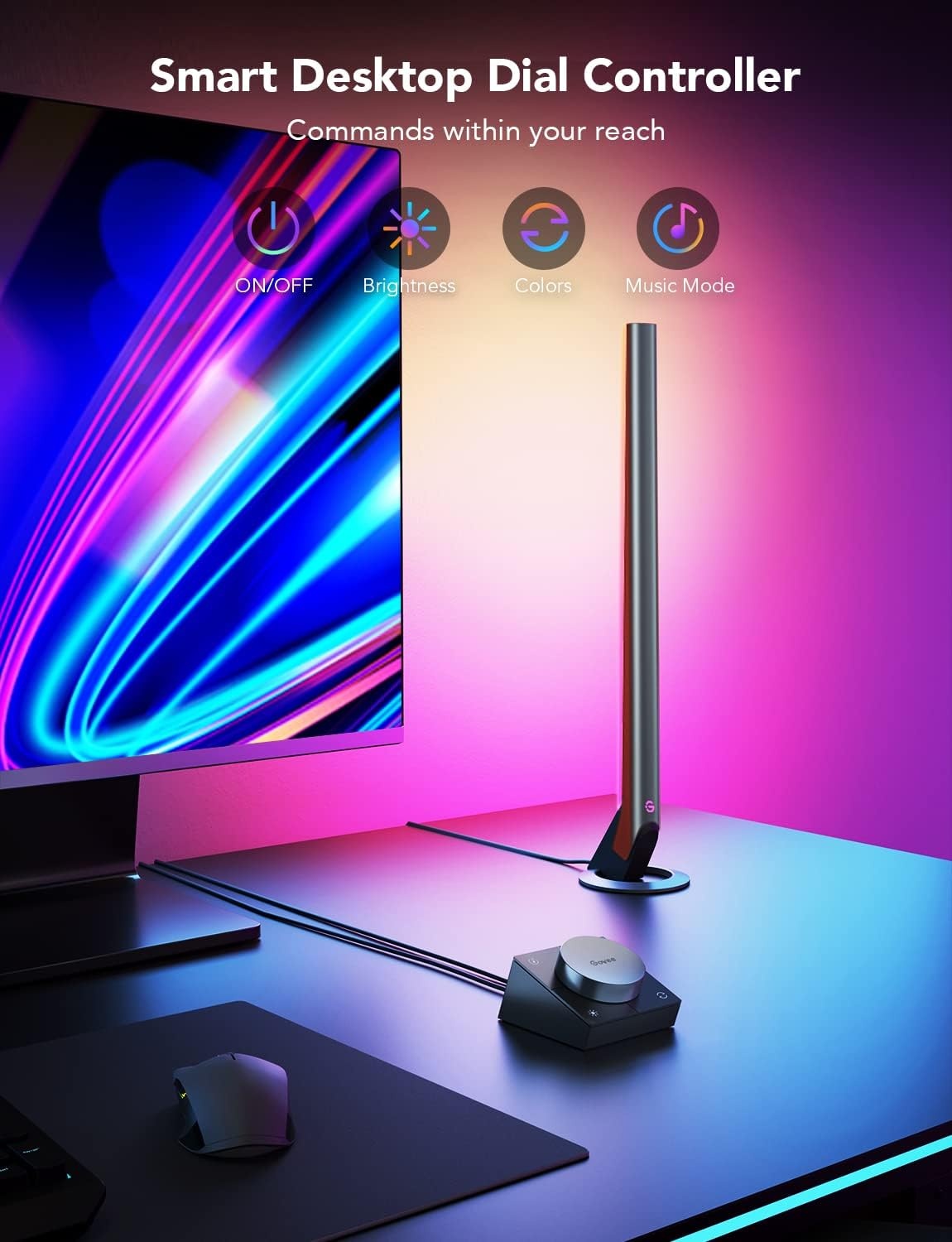 image:imageGovee RGBIC Gaming Light Bars H6047 with Smart Controller WiFi Smart LED Gaming Lights with Music Modes and 60 Scene Modes Built Works with Alexa amp Google Assistant Game Room Lights DecorDark Grey