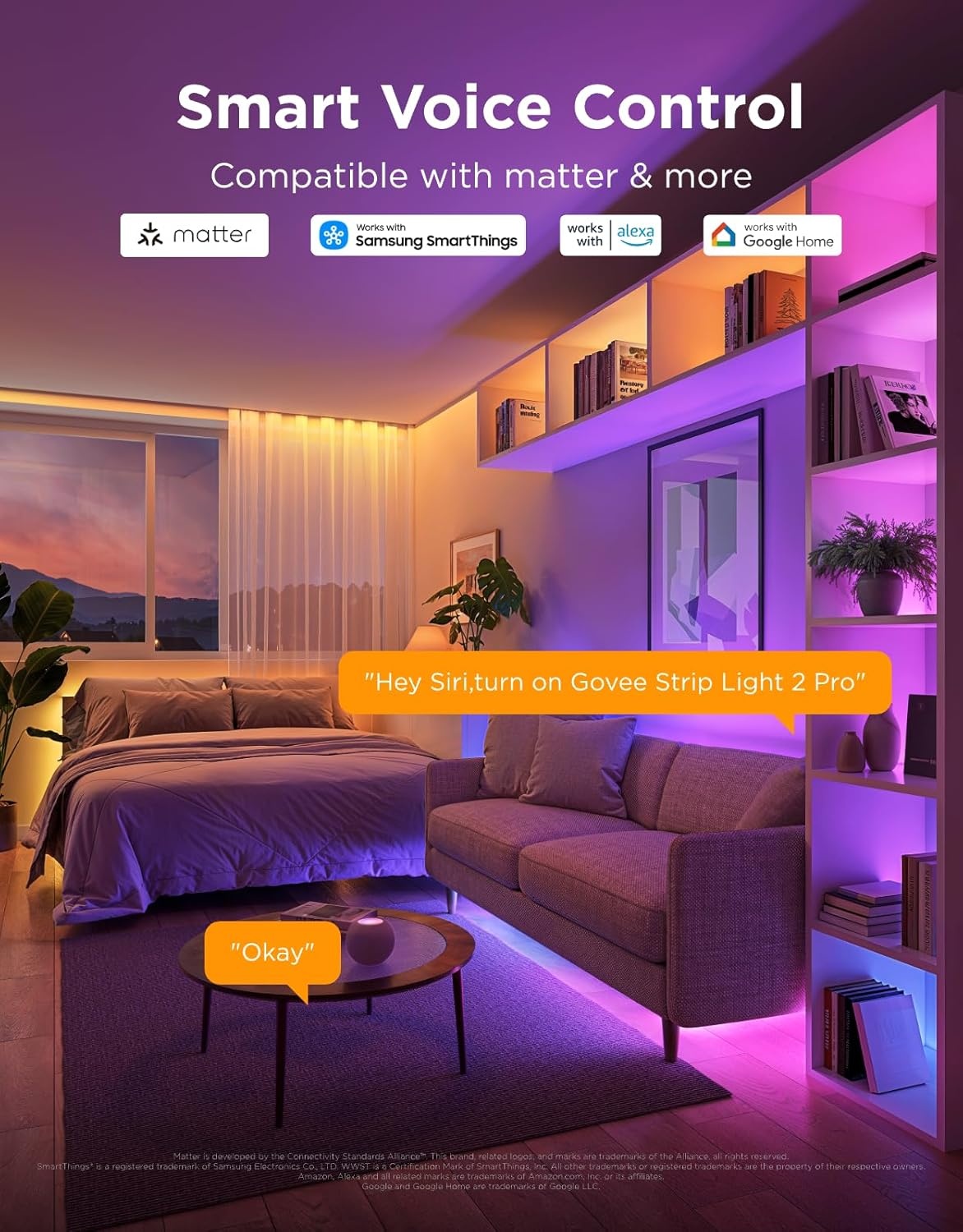 image:imageGovee RGBIC Strip Light 2 Pro with Matter 328ft WiFi LED Lights for Bedroom Cabinet Party TV and Gaming Desk Smart Led Strip Lights Compatible with Alexa and Google Assistant Home Decor164ft