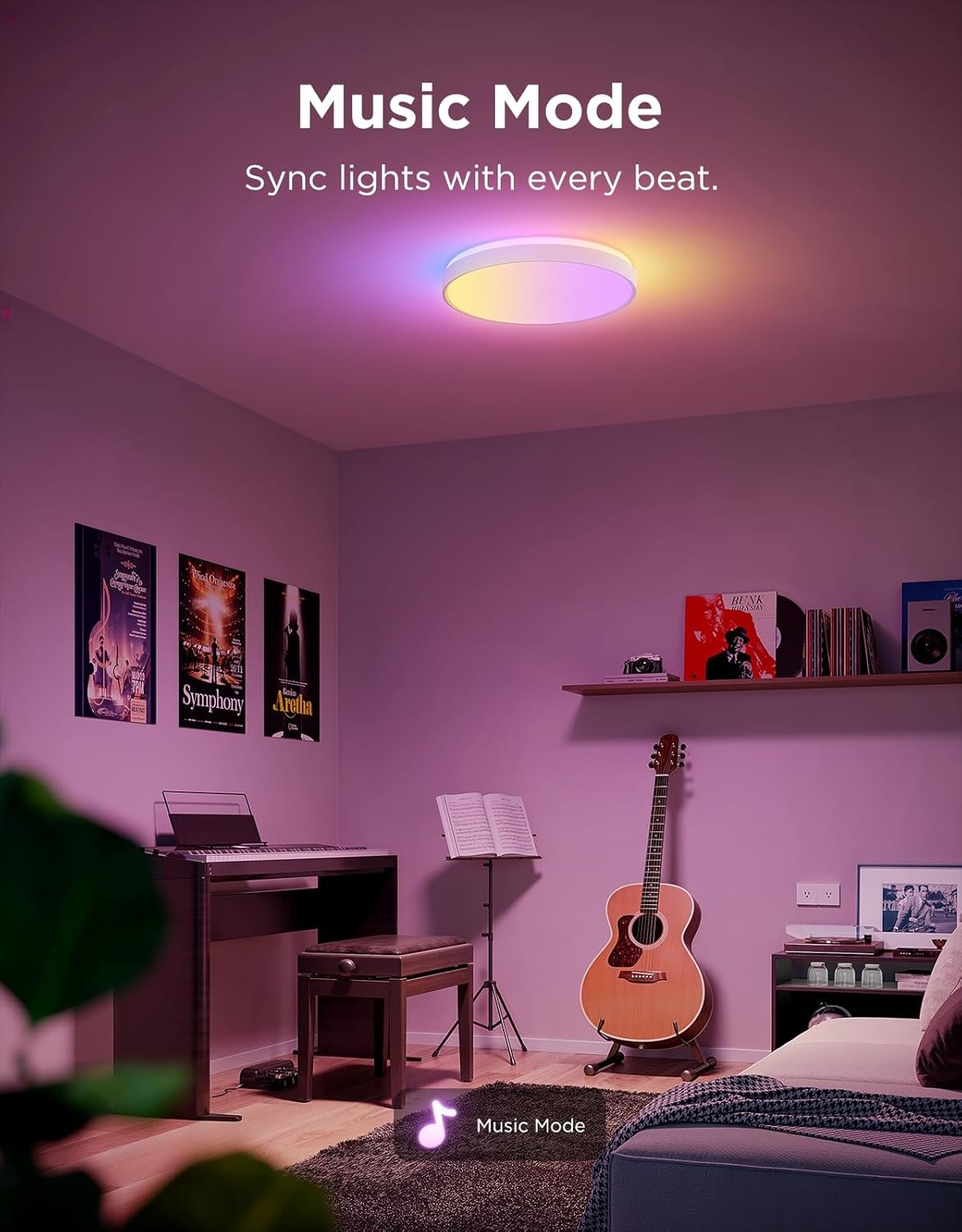 image:imageGovee Smart Ceiling Light 4300LM 15 Inch RGBIC LED Ceiling Light Fixture Works with Matter Flush Mount Light Fixture DIY Colors 2700K6500K Dimmable for Bedroom Living Room 1 Pack