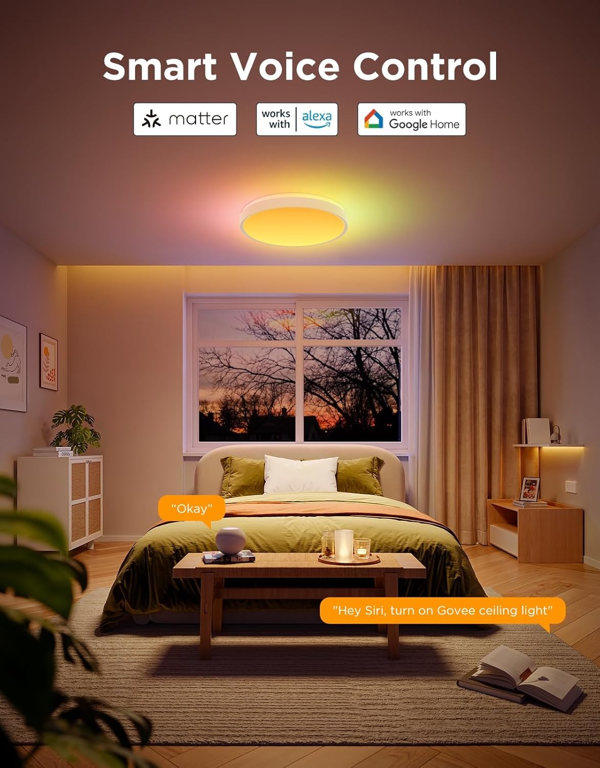 image:imageGovee Smart Ceiling Light 4300LM 15 Inch RGBIC LED Ceiling Light Fixture Works with Matter Flush Mount Light Fixture DIY Colors 2700K6500K Dimmable for Bedroom Living Room 1 Pack