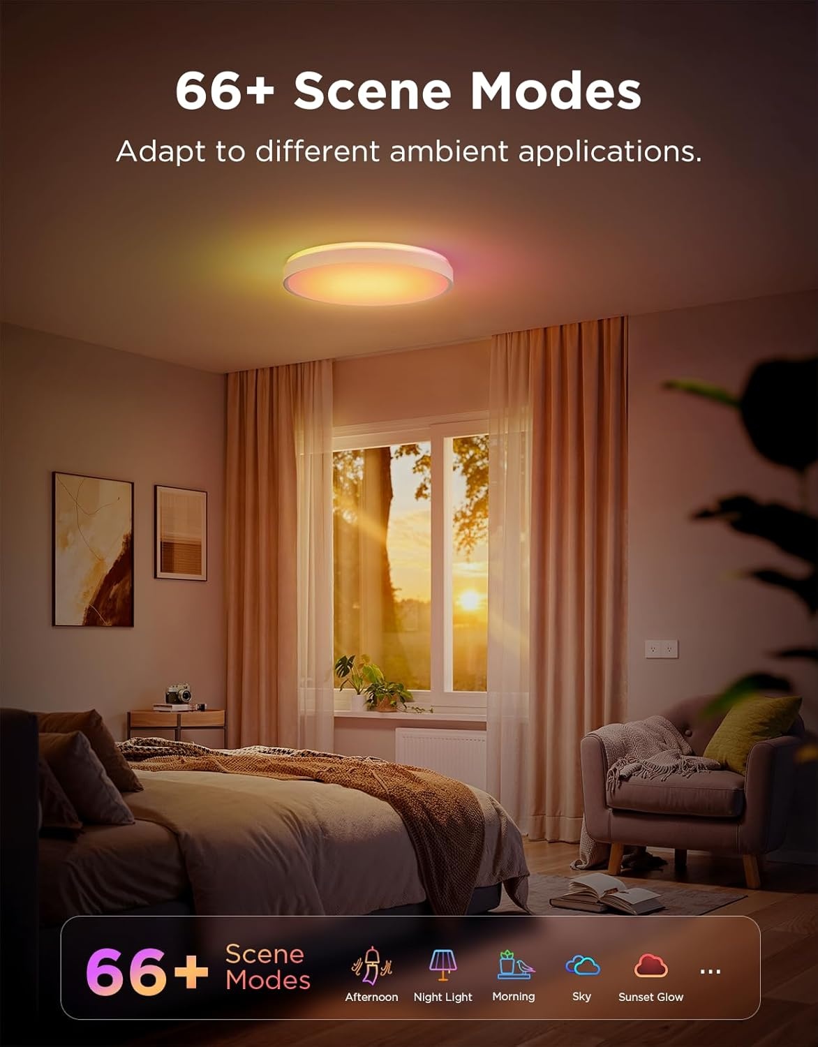 image:imageGovee Smart Ceiling Light 4300LM 15 Inch RGBIC LED Ceiling Light Fixture Works with Matter Flush Mount Light Fixture DIY Colors 2700K6500K Dimmable for Bedroom Living Room 1 Pack