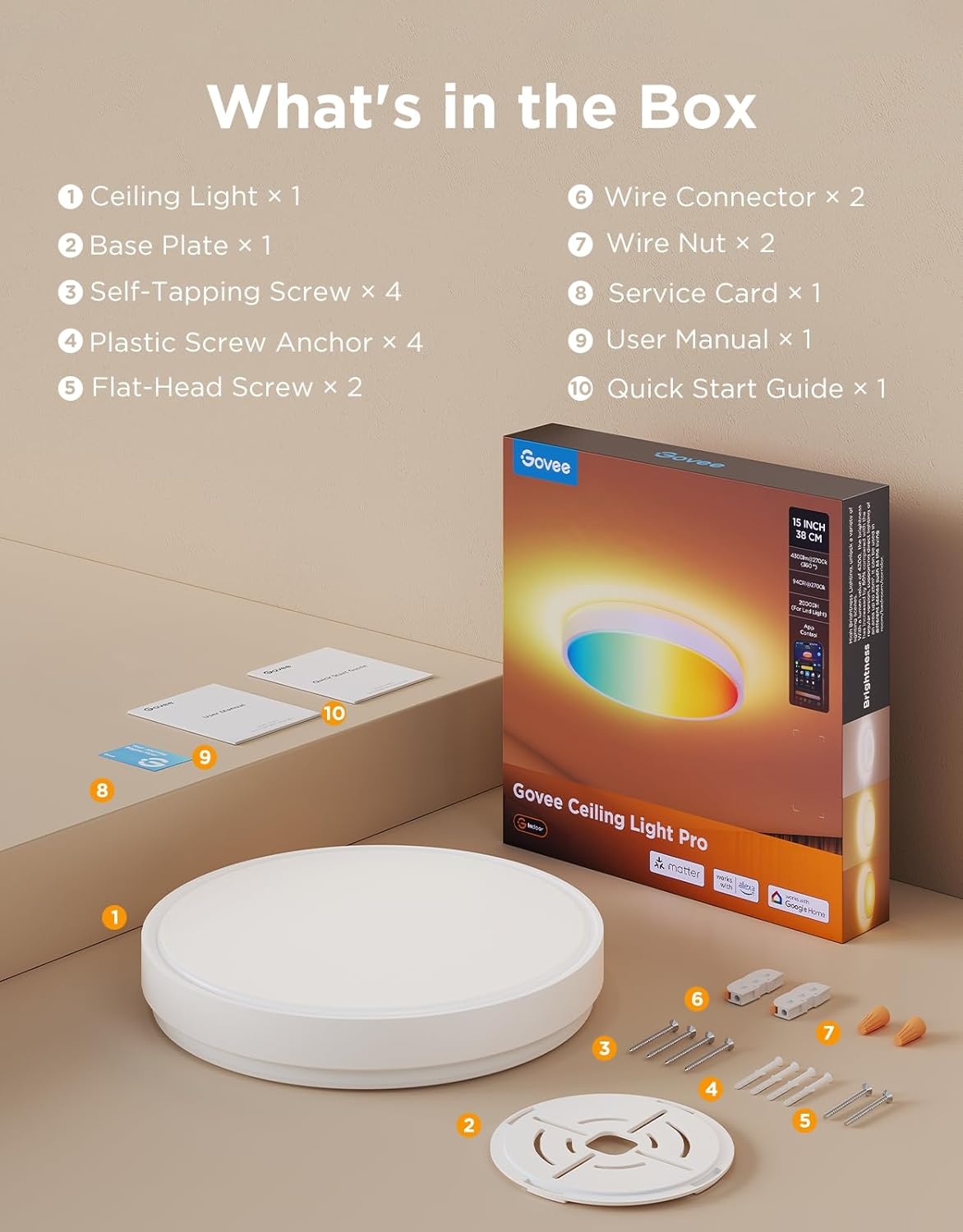 image:imageGovee Smart Ceiling Light 4300LM 15 Inch RGBIC LED Ceiling Light Fixture Works with Matter Flush Mount Light Fixture DIY Colors 2700K6500K Dimmable for Bedroom Living Room 1 Pack