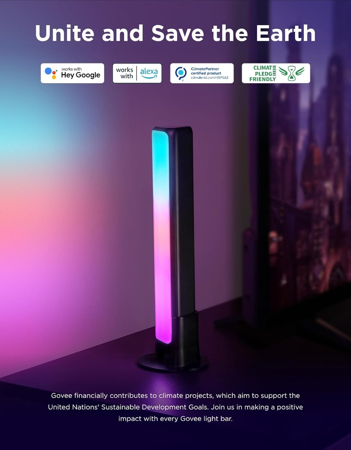 image:imageGovee Smart LED Light Bars Work with Alexa and Google Assistant RGBICWW WiFi TV Backlights with Scene and Music Modes for Gaming PC Living Room Decoration BlackBlack