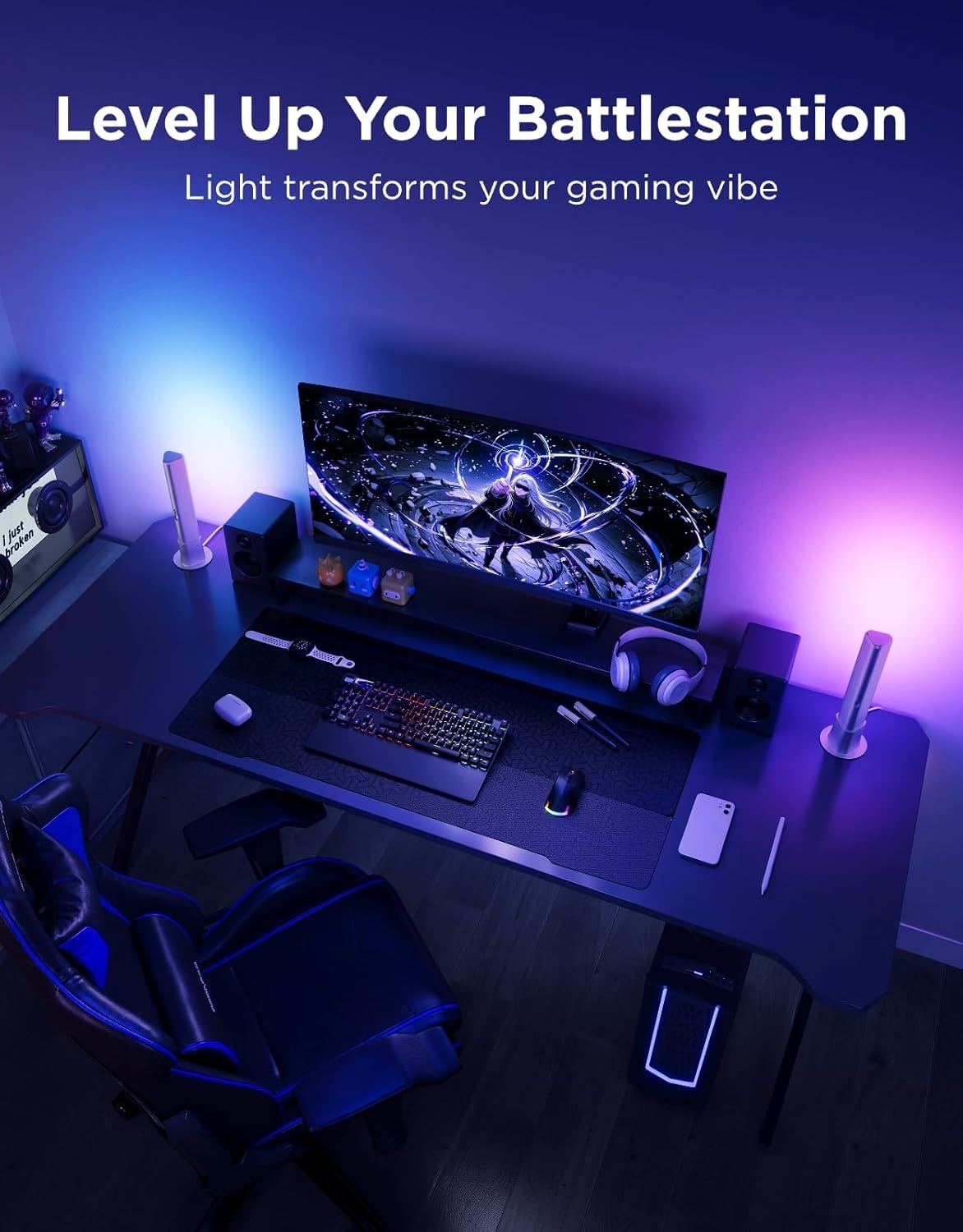 image:imageGovee Smart LED Light Bars Work with Alexa and Google Assistant RGBICWW WiFi TV Backlights with Scene and Music Modes for Gaming PC Living Room Decoration BlackSilver