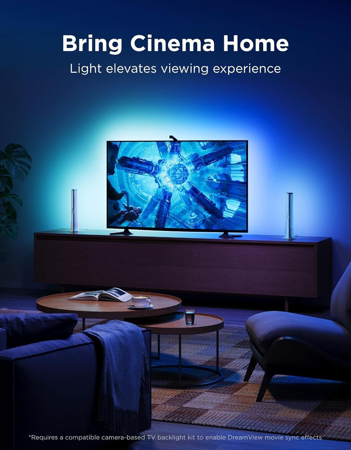image:imageGovee Smart LED Light Bars Work with Alexa and Google Assistant RGBICWW WiFi TV Backlights with Scene and Music Modes for Gaming PC Living Room Decoration BlackSilver