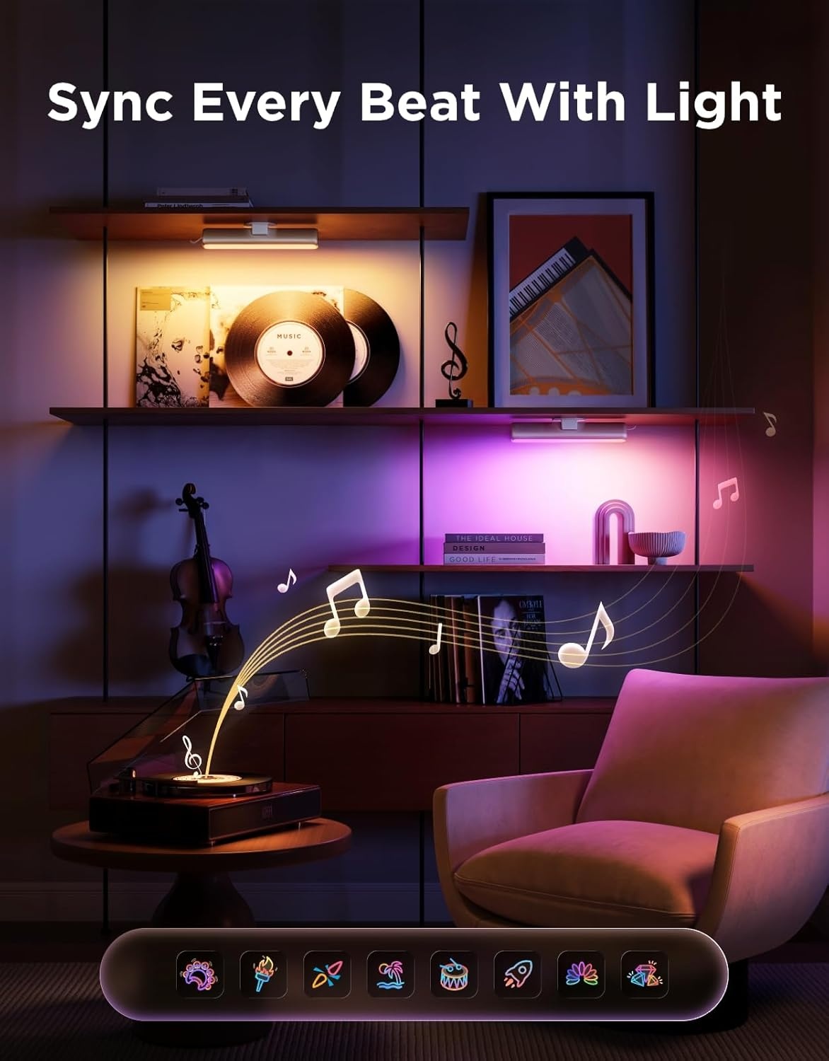 image:imageGovee Smart LED Light Bars Work with Alexa and Google Assistant RGBICWW WiFi TV Backlights with Scene and Music Modes for Gaming PC Living Room Decoration BlackSilver