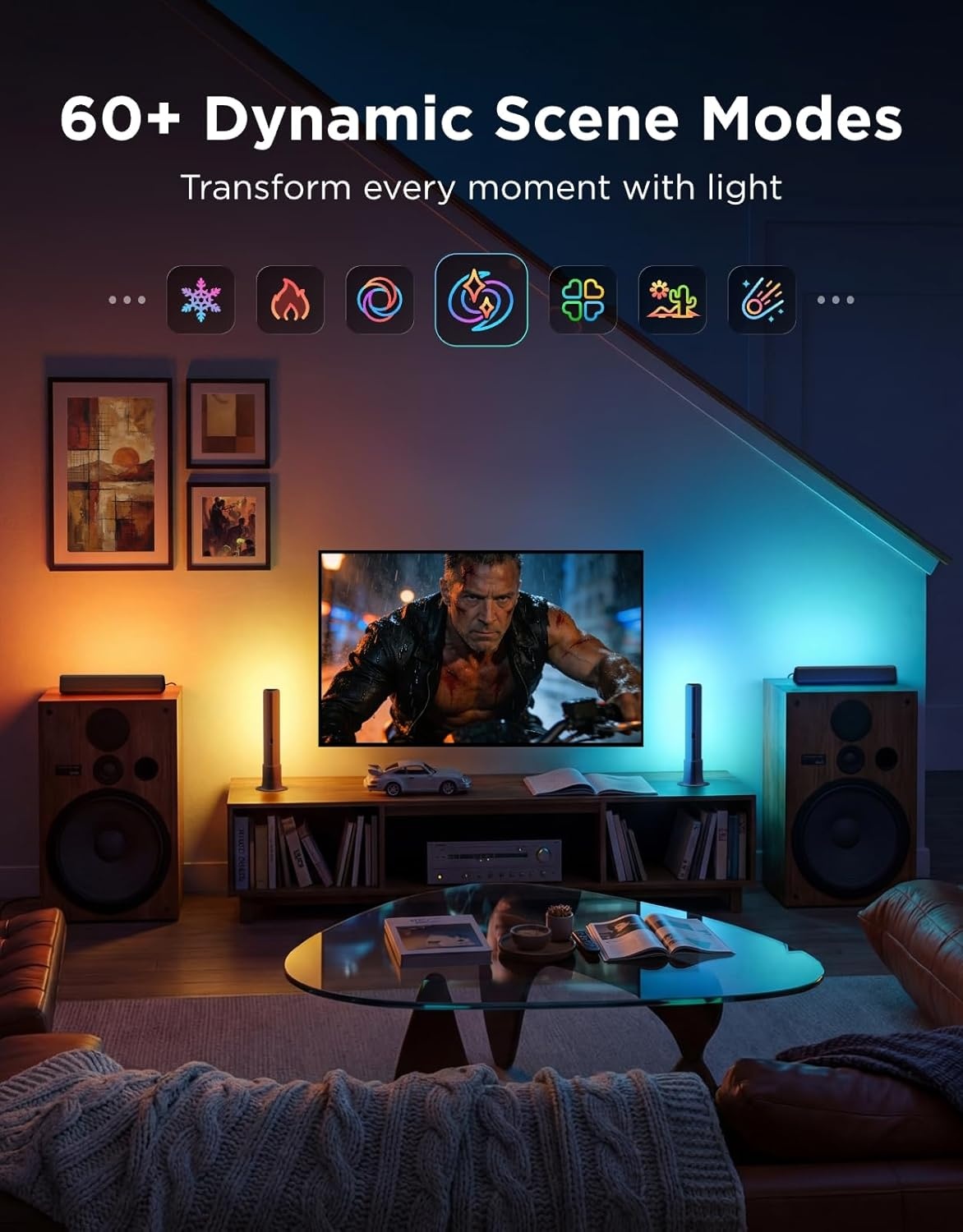 image:imageGovee Smart LED Light Bars Work with Alexa and Google Assistant RGBICWW WiFi TV Backlights with Scene and Music Modes for Gaming PC Living Room Decoration BlackSilver