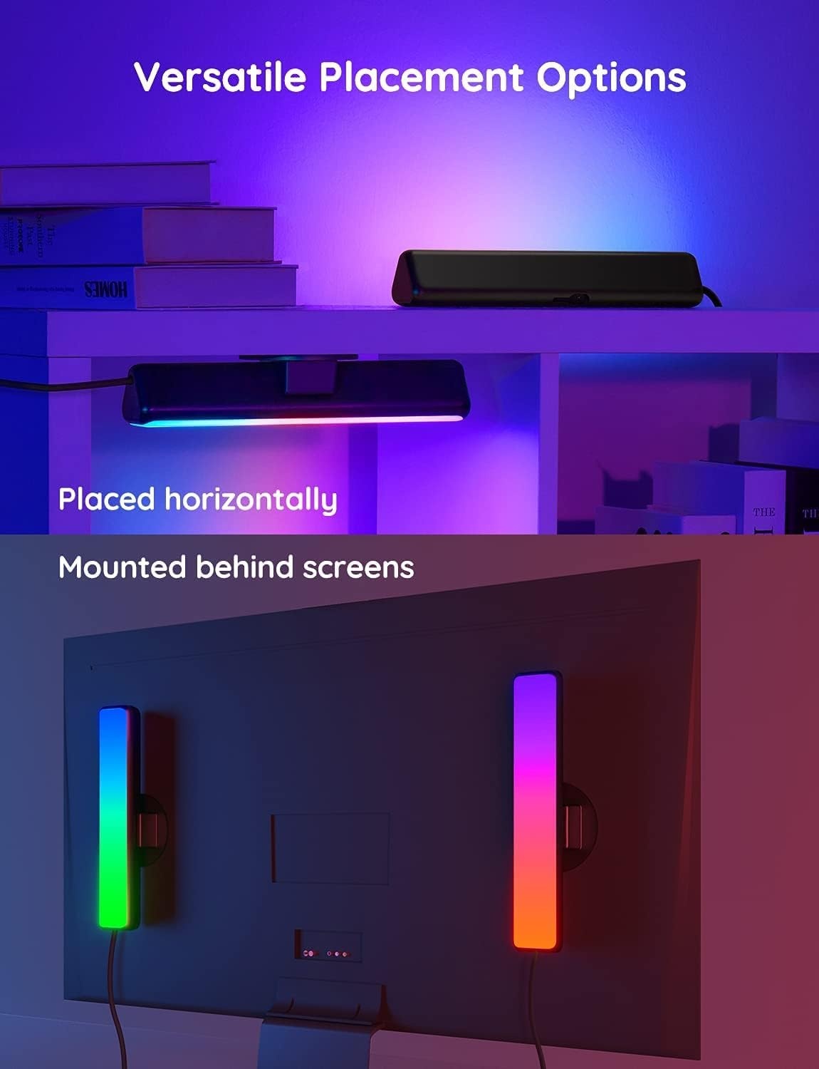 image:imageGovee Smart LED Light Bars Work with Alexa and Google Assistant RGBICWW WiFi TV Backlights with Scene and Music Modes for Gaming PC Living Room Decoration BlackBlack