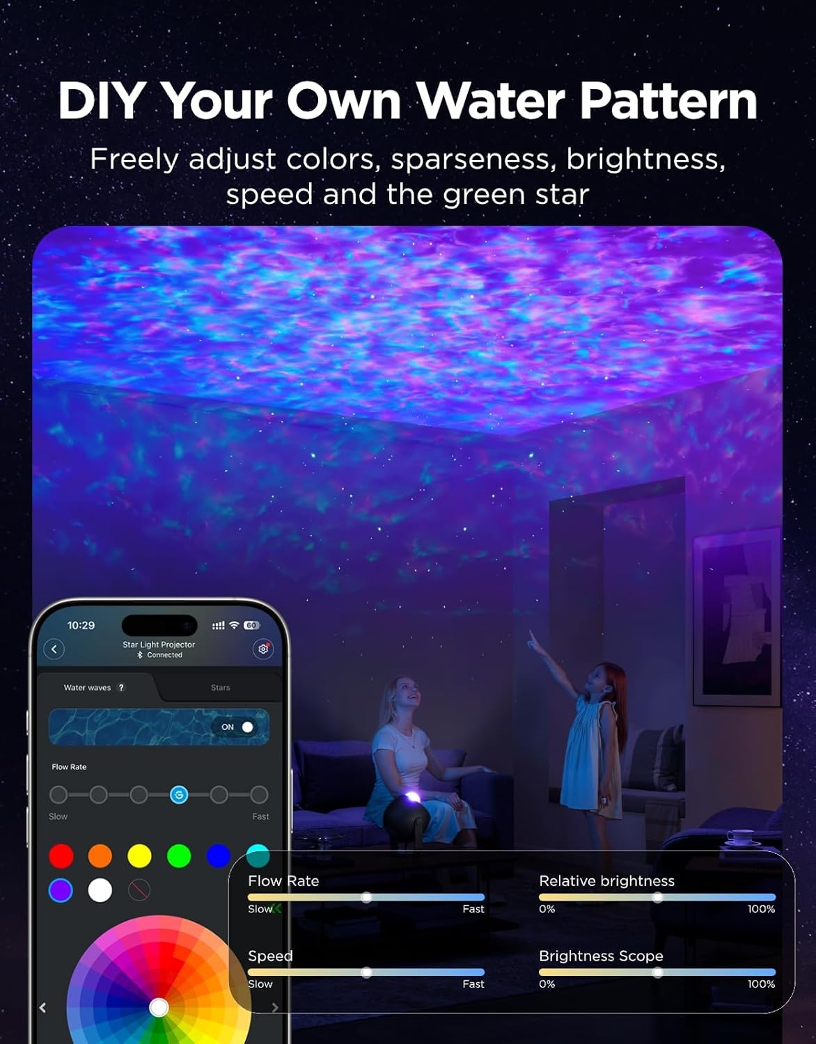 image:imageGovee Star Light Projector with Ocean Wave Ripple Effects Works with MatterAlexa and Google Assistant 40 Scene Modes 18 White Noise Options LED Night Light Projector for Bedroom Without PlugOcean Wave