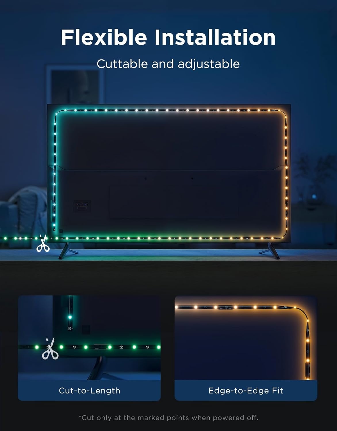 image:imageGovee TV LED Backlight 2 144ft Cuttable TV Lights for 3270 Inch TVs Color Changing RGBWIC LED Strips Lights with 210 Scene Modes amp Music Sync Smart APP and Voice Control Easy Install184FT for 3286 TV