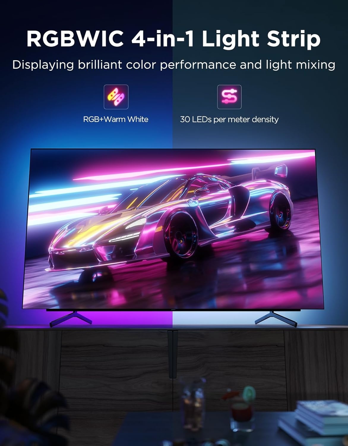 image:imageGovee TV LED Backlight 2 144ft Cuttable TV Lights for 3270 Inch TVs Color Changing RGBWIC LED Strips Lights with 210 Scene Modes amp Music Sync Smart APP and Voice Control Easy Install184FT for 3286 TV