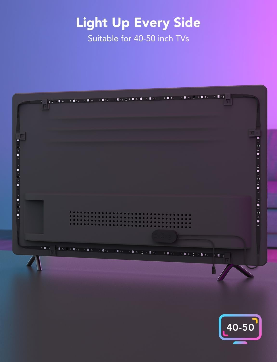 image:imageGovee TV LED Backlight Strip RGBIC Smart LED Backlight for 4050inch TVs Music Sync WiFi Bluetooth amp App Control Works with Alexa amp Google Assistant 77 Scene Modes Adapter