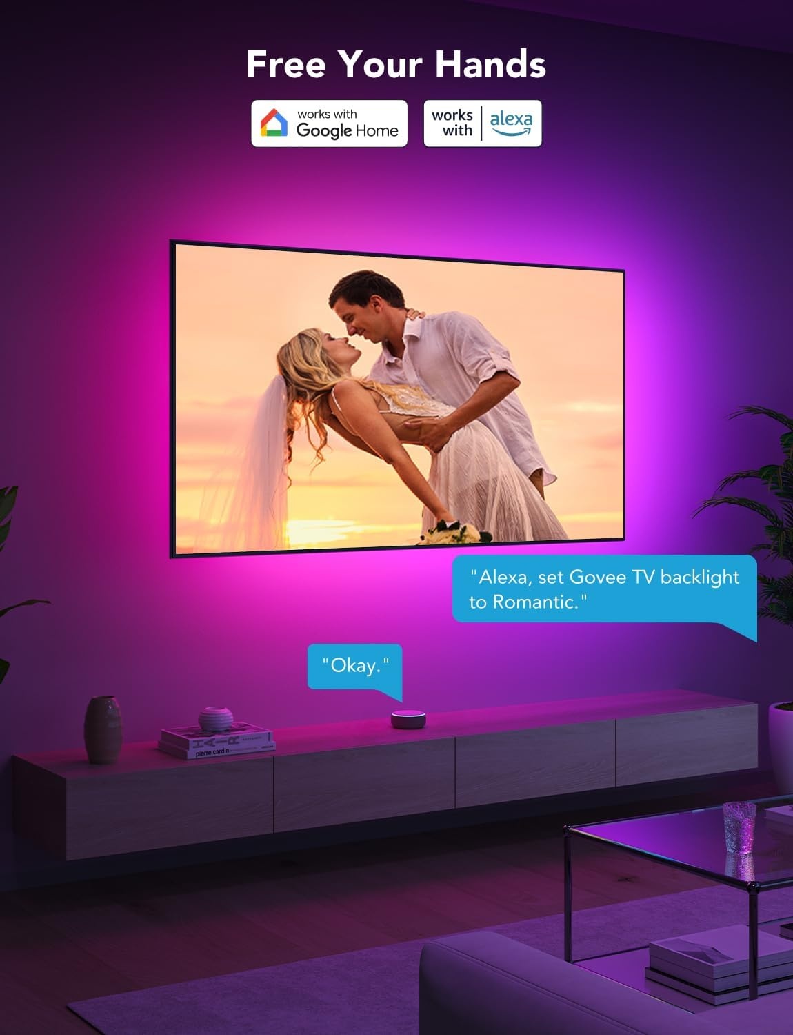 image:imageGovee TV LED Backlight Strip RGBIC Smart LED Backlight for 4050inch TVs Music Sync WiFi Bluetooth amp App Control Works with Alexa amp Google Assistant 77 Scene Modes Adapter