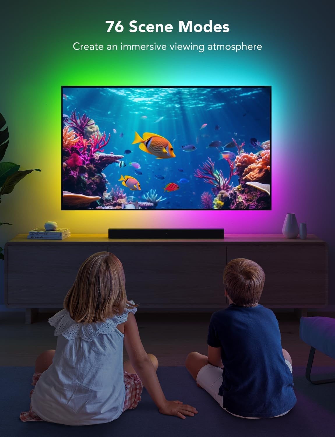 image:imageGovee TV LED Backlight Strip RGBIC Smart LED Backlight for 4050inch TVs Music Sync WiFi Bluetooth amp App Control Works with Alexa amp Google Assistant 77 Scene Modes Adapter