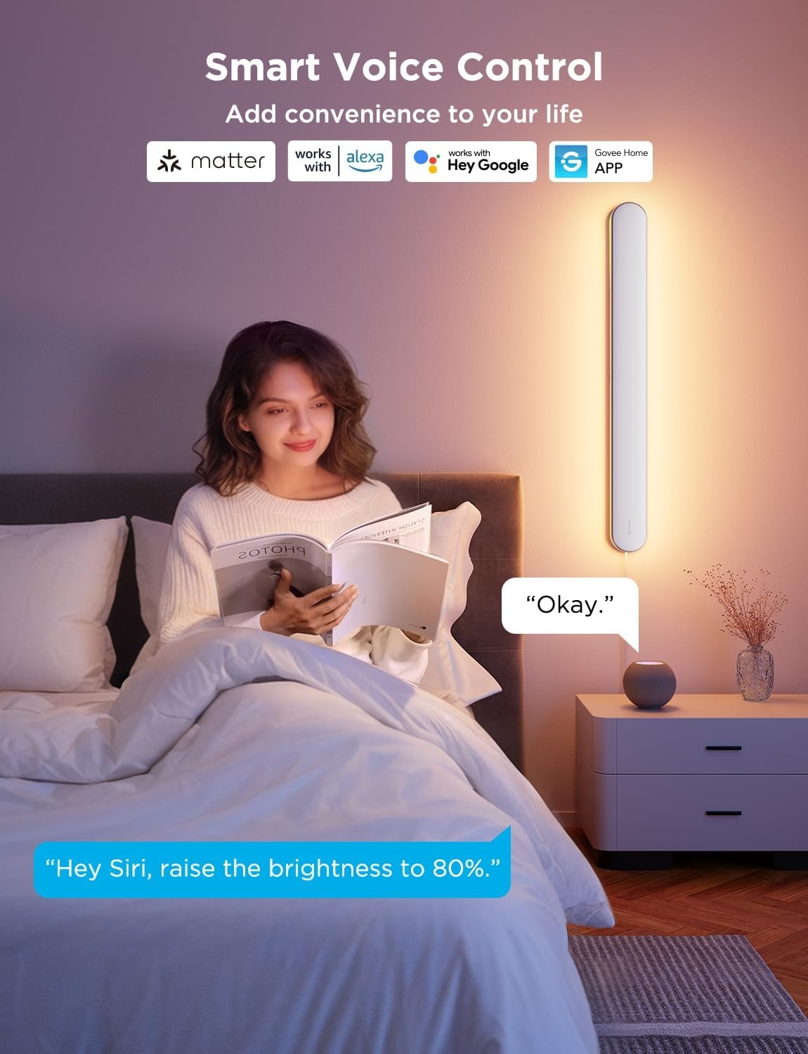 image:imageGovee Wall Sconces Set of Two RGBIC LED Wall Lights Works with Matter amp Alexa Music Sync Plug in Wall Mount Light Dimmable Modern Room Light for Living Room Bedroom Hallway 2 Pack