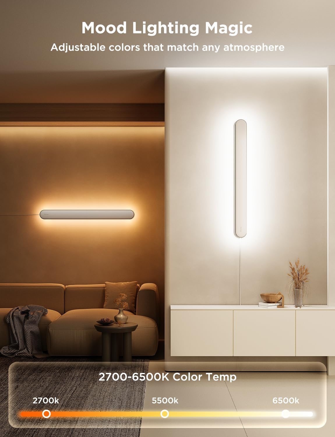 image:imageGovee Wall Sconces Set of Two RGBIC LED Wall Lights Works with Matter amp Alexa Music Sync Plug in Wall Mount Light Dimmable Modern Room Light for Living Room Bedroom Hallway 2 Pack