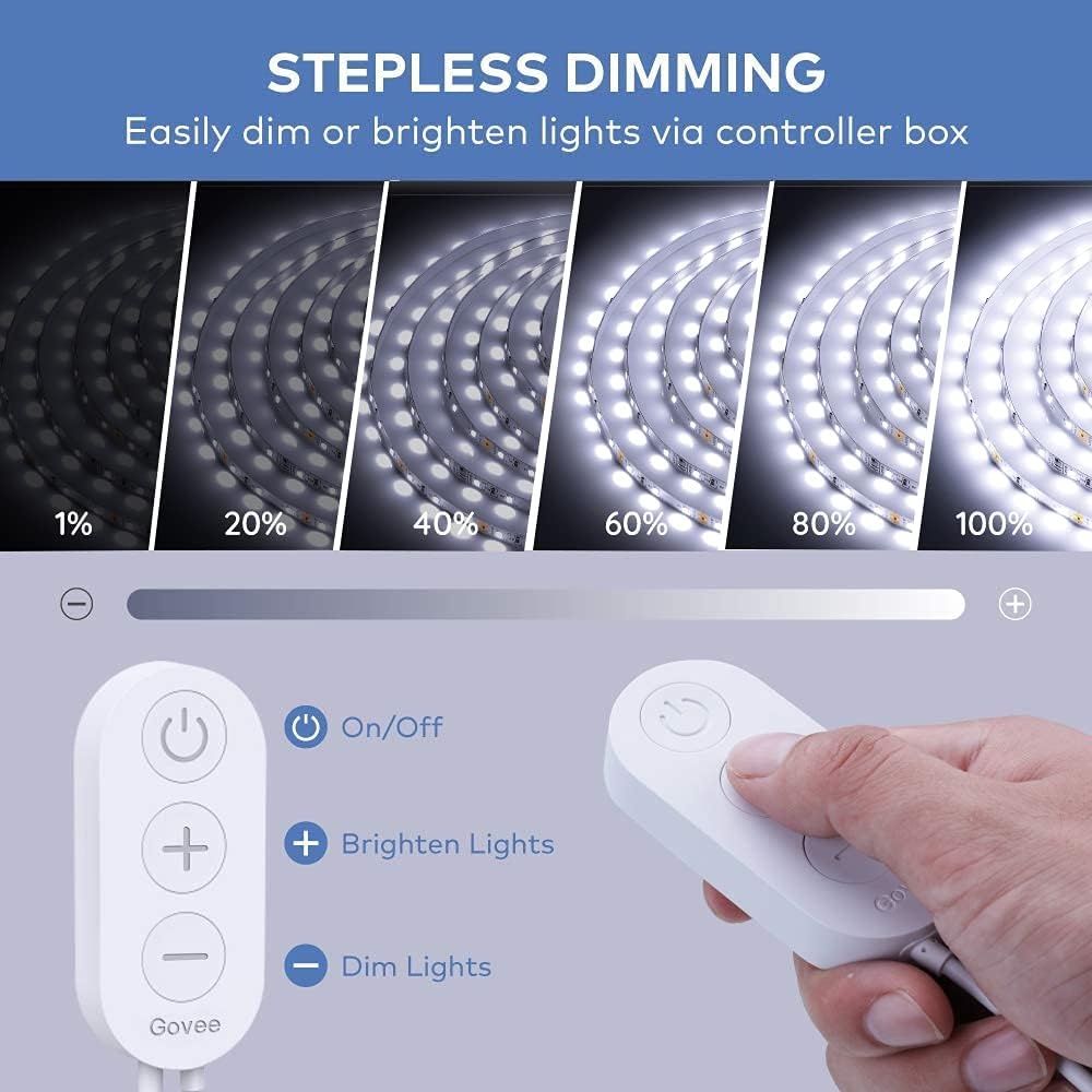 image:imageGovee White LED Strip Lights Upgraded 164ft Dimmable LED Light Strip 6500K Bright Daylight White Strong Adhesive 300 LEDs Flexible Tape Lights for Mirror Kitchen Cabinet Bedroom Christmas DecorDaylight White