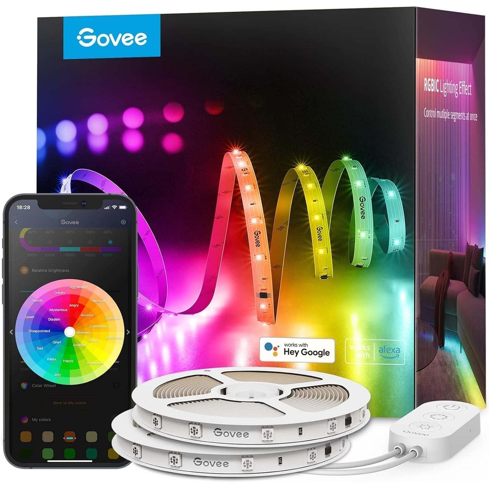 imageGovee 100ft RGBIC LED Strip Lights Smart LED Lights Work with Alexa and Google Assistant LED Lights for Bedroom WiFi App Control Segmented DIY Multiple Colors Color Changing Light 2 x 50ft100ft
