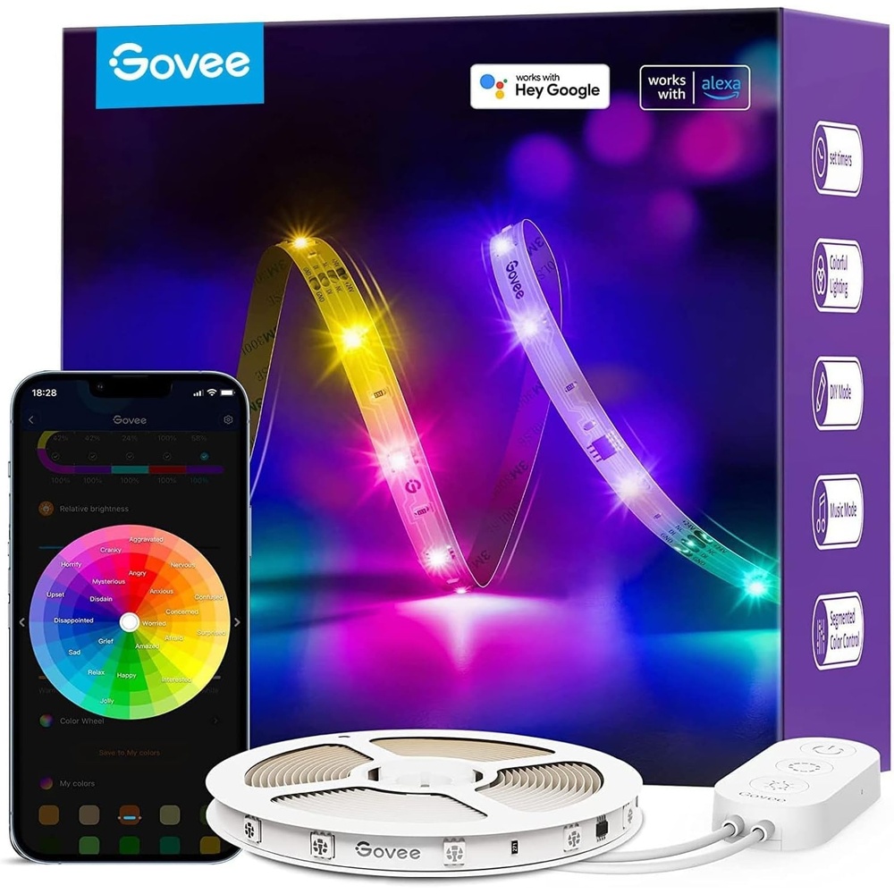 imageGovee 100ft RGBIC LED Strip Lights Smart LED Lights Work with Alexa and Google Assistant LED Lights for Bedroom WiFi App Control Segmented DIY Multiple Colors Color Changing Light 2 x 50ft164ft
