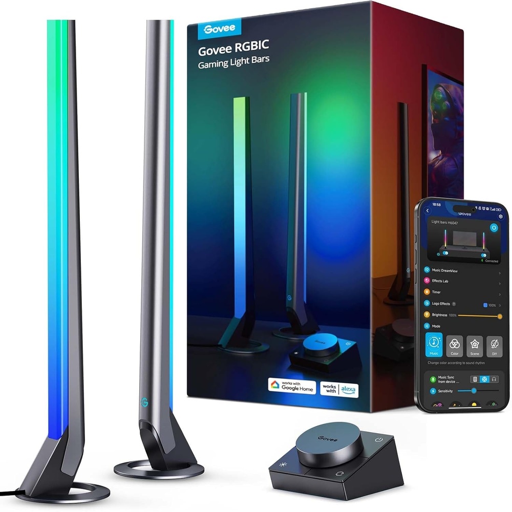 image:imageGovee RGBIC Gaming Light Bars H6047 with Smart Controller WiFi Smart LED Gaming Lights with Music Modes and 60 Scene Modes Built Works with Alexa amp Google Assistant Game Room Lights DecorDark Grey