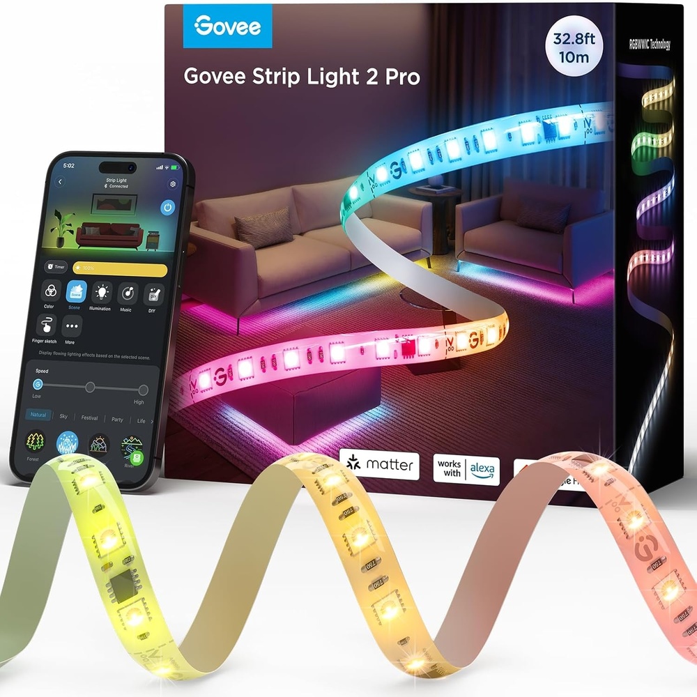 image:imageGovee RGBIC Strip Light 2 Pro with Matter 328ft WiFi LED Lights for Bedroom Cabinet Party TV and Gaming Desk Smart Led Strip Lights Compatible with Alexa and Google Assistant Home Decor328ft