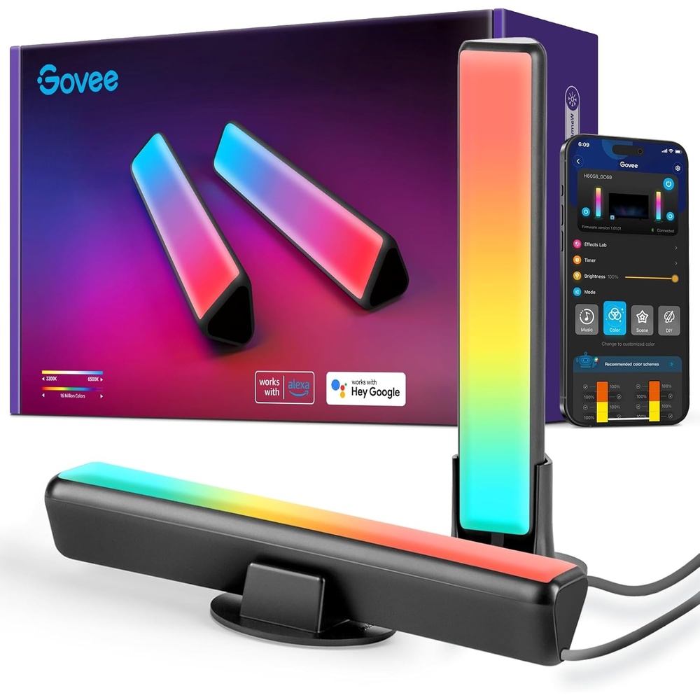 image:imageGovee Smart LED Light Bars Work with Alexa and Google Assistant RGBICWW WiFi TV Backlights with Scene and Music Modes for Gaming PC Living Room Decoration BlackBlack