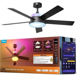 Govee Ceiling Fan with Lights, RGBIC Smart 52” Low Profile Ceiling Fan with Lights and Remote, Reversible DC Motor, Dimmable, 2800lm, Ceiling Fan for Bedroom, Living Room, Black