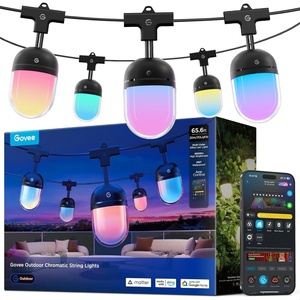 Govee Outdoor Chromatic String Lights, 65.6ft RGBIC Outdoor Lights, 55 RGB LEDs per Bulb, Uni-IC Control, 111+ Scenes, IP67 Waterproof, String lights compatible with Alexa, Google, Matter, App Control(65.6ft)
